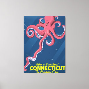 Connecticut USA Octopus Vintage Reiseplakat Leinwanddruck