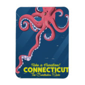 Connecticut USA Octopus Vintage Reiseplakat Magnet (Vertikal)