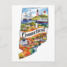 Connecticut USA State Vintage Wasserfarben