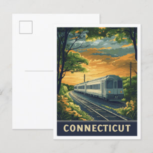 Connecticut USA Vintage-Illustration Reise Postkarte