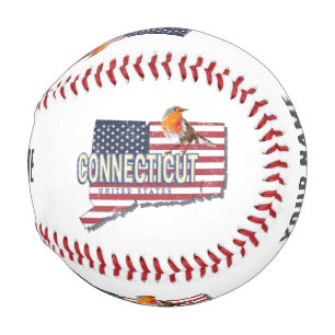 Connecticut vereinte Staaten Retrokarte Staat Vint Baseball