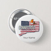 Connecticut vereinte Staaten Retrokarte Staat Vint Button (Vorne & Hinten)