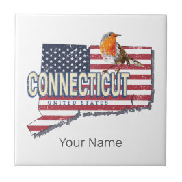 Connecticut vereinte Staaten Retrokarte Staat Vint Fliese