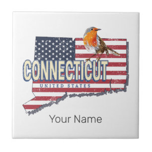 Connecticut vereinte Staaten Retrokarte Staat Vint Fliese