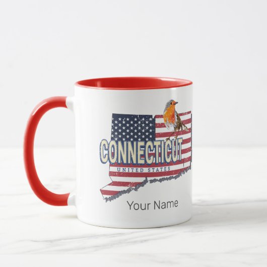 Connecticut vereinte Staaten Retrokarte Staat Vint Tasse (Links)