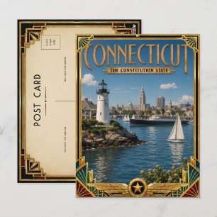 Connecticut Vintage Art Deco Golden Age Postkarte
