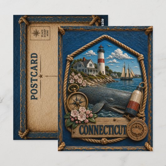 Connecticut Vintage Reise Postkarte (Vorne/Hinten)
