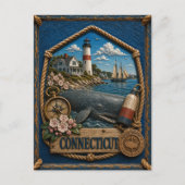 Connecticut Vintage Reise Postkarte (Vorderseite)