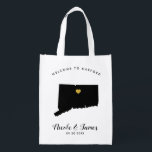 Connecticut Wedding Welcome Bag, Black & Gold Tasc Wiederverwendbare Einkaufstasche<br><div class="desc">Füllen Sie diese Begrüßungstasche mit Lieblingsgerichten für Ihre Gäste aus,  wenn sie in Connecticut ankommen!</div>