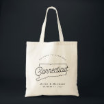 Connecticut Wedding Welcome Tote Bag Tragetasche<br><div class="desc">Diese Tasche von Connecticut ist der ideale Ort,  um Gäste aus der Stadt zu Ihrer Hochzeit zu empfangen! Packen Sie es mit lokalen Goodies für ein extra lustiges Willkommenspaket.</div>