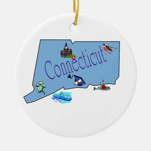 Connecticut-Weihnachtsbaum-Verzierung Keramik Ornament (Vorne)