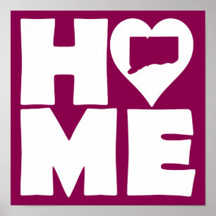 Connecticut Zuhause Heart Staat Plakatzeichen Poster