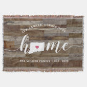 Connecticut Zuhause Staat Personalisierte Holzauss Decke (Vorderseite)