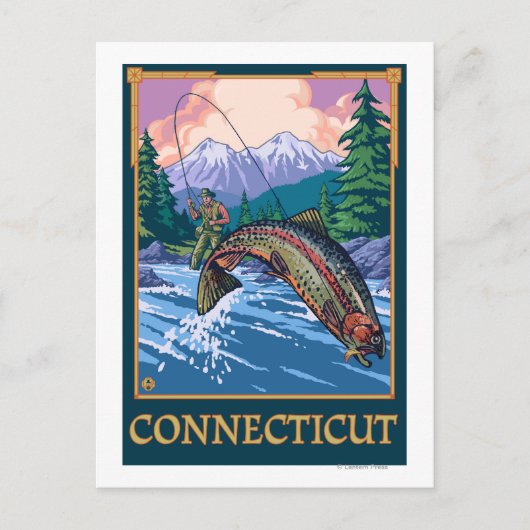 ConnecticutAngler Fisherman Scene Postkarte (Vorderseite)
