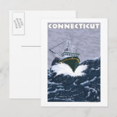 ConnecticutCrab Fischerei Bootszene Postkarte (Vorne/Hinten)