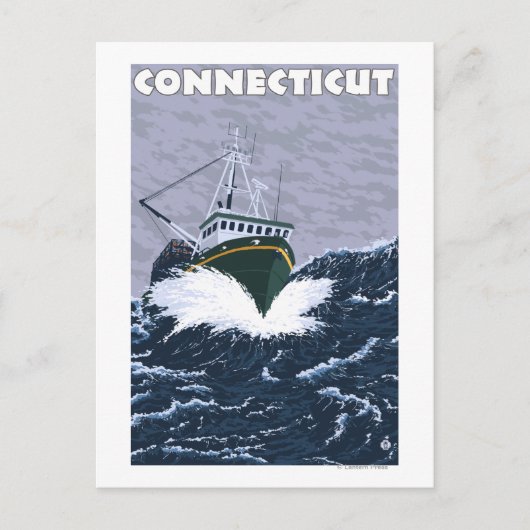 ConnecticutCrab Fischerei Bootszene Postkarte (Vorderseite)
