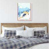 ConnecticutDownhill Skier Scene Leinwanddruck (Insitu (Schlafzimmer))