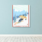 ConnecticutDownhill Skier Scene Leinwanddruck (Insitu (Holzboden))