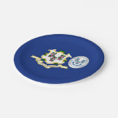 Connecticuter Flag & Seal, Connecticut Pappteller (Schrägansicht)