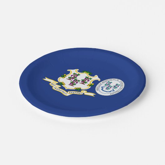 Connecticuter Flag & Seal, Connecticut Pappteller (Schrägansicht)