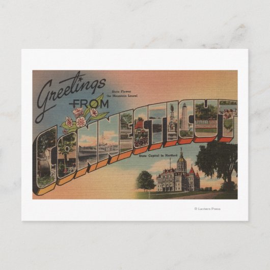 ConnecticutGroße BuchstabenszenenConnecticut Postkarte (Vorderseite)