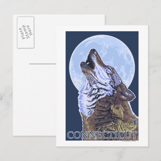 ConnecticutHowling Wolf Postkarte (Vorne/Hinten)
