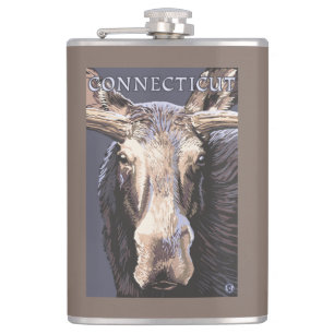 ConnecticutMoose herauf nahes Flachmann