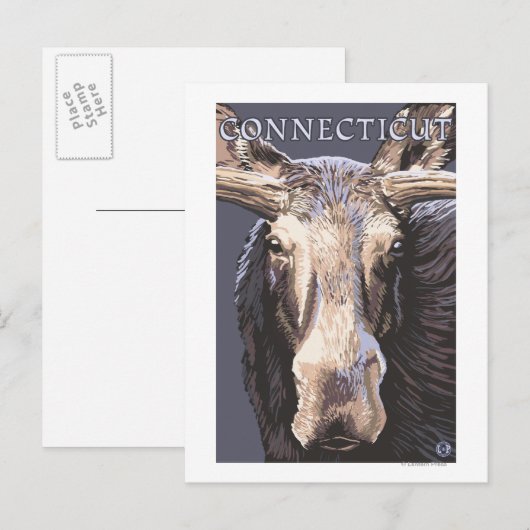 ConnecticutMoose Nah Postkarte (Vorne/Hinten)