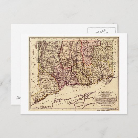 ConnecticutPanoramablick Karte Connecticut (Vorne/Hinten)