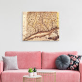 ConnecticutPanoramablick Karte Connecticut Leinwanddruck (Insitu (Wohnzimmer))