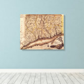 ConnecticutPanoramablick Karte Connecticut Leinwanddruck (Insitu (Holzboden))