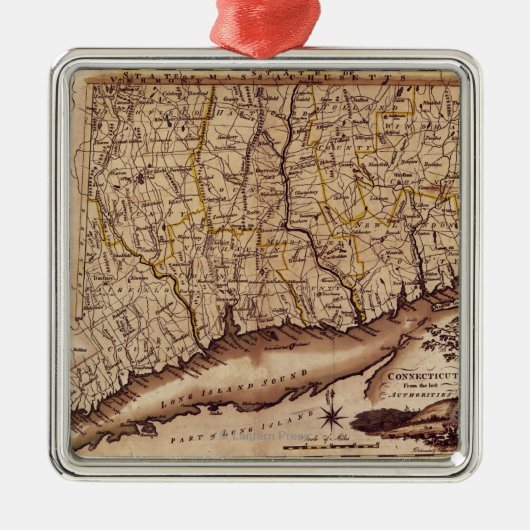 ConnecticutPanoramic MapConnecticut 2 Silbernes Ornament (Vorne)