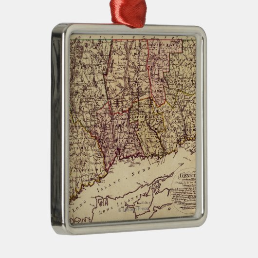 ConnecticutPanoramic MapConnecticut Silbernes Ornament (Rechts)