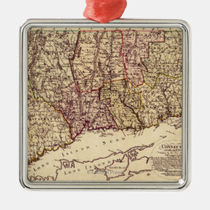 ConnecticutPanoramic MapConnecticut Silbernes Ornament