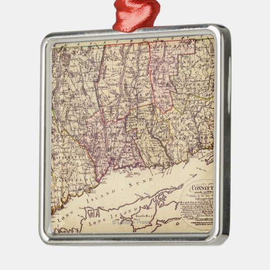 ConnecticutPanoramic MapConnecticut Silbernes Ornament (Links)