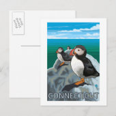 ConnecticutPuffins-Szene Postkarte (Vorne/Hinten)