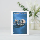 ConnecticutSea Otter Scene Postkarte (Stehend Vorderseite)