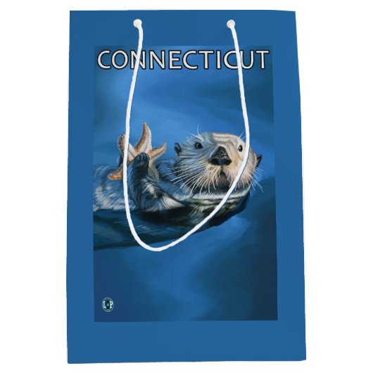 ConnecticutSea Otter-Szene Mittlere Geschenktüte (Vorderseite)