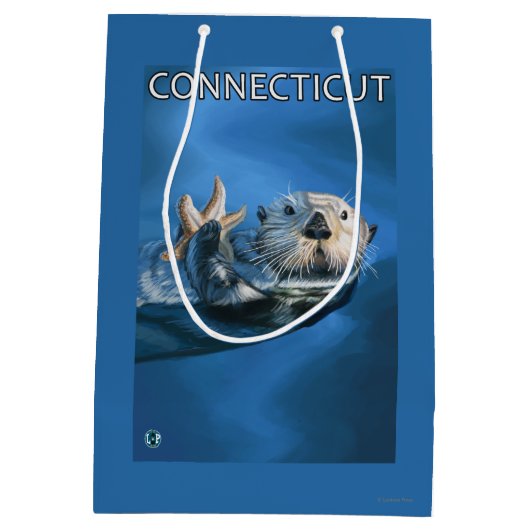ConnecticutSea Otter-Szene Mittlere Geschenktüte (Rückseite)