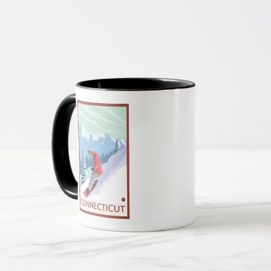 ConnecticutSnowboarder-Szene Tasse (Vorderseite Links)