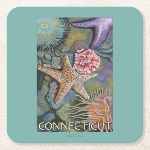 ConnecticutTidepool Szene Rechteckiger Pappuntersetzer