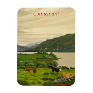 Connemara Irland Malerische Rinderfarm mit Pferd Magnet