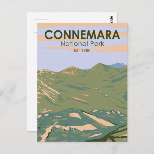 Connemara National Park Ireland Twelve Bens Travel Postkarte (Vorne/Hinten)