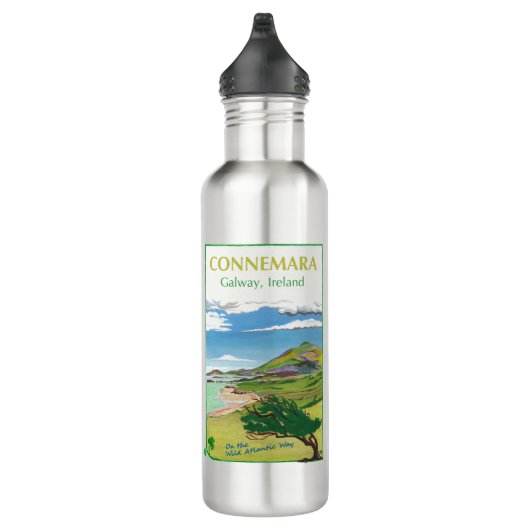 Connemara Travel Poster Design Wasserflasche Edelstahlflasche (Rechts)