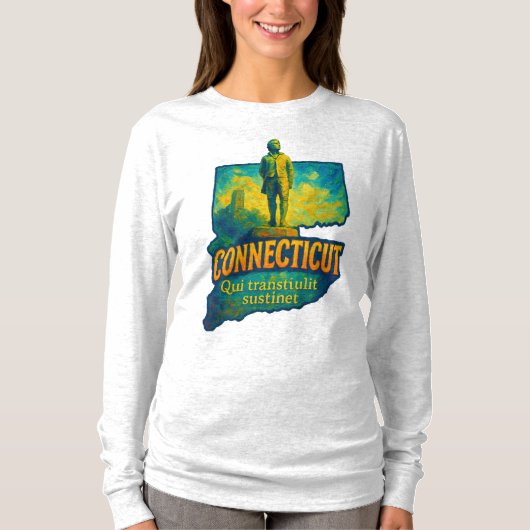 Conneticut Staat Artistischer T - Shirt - Ölfarbe. (Vorderseite)