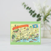Conneticut Staat Map Postcard Postkarte (Stehend Vorderseite)