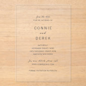 Connie Modern Elegant Wedding Save the Date Acryleinladungen (Vorderseite)