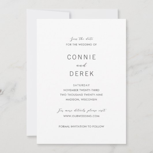 Connie Modern Elegante Wedding Save The Date (Vorderseite)