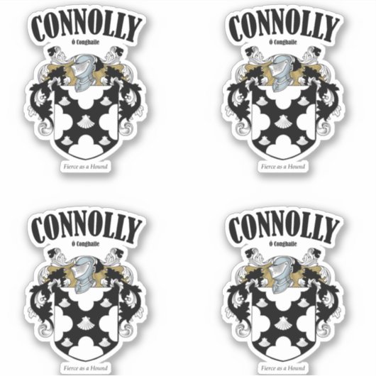 Connolly Wappen Irish Translation & Meaning (x4) Aufkleber (Vorderseite)