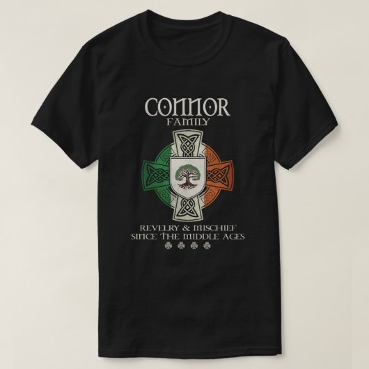 Connor Family Ireland Nachname irisches Kleeblatt T-Shirt (Design vorne)